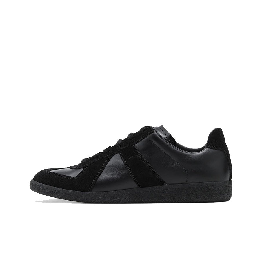 Maison Margiela Men's Black Leather & Suede Sneakers – Beige Interior