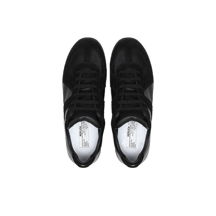 Maison Margiela Men's Black Leather & Suede Sneakers – Beige Interior